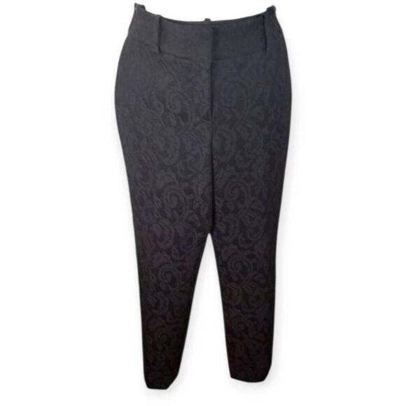 ANN TAYLOR BLACK FLORAL PANTS SZ.4 EUC. - Picture 1 of 7